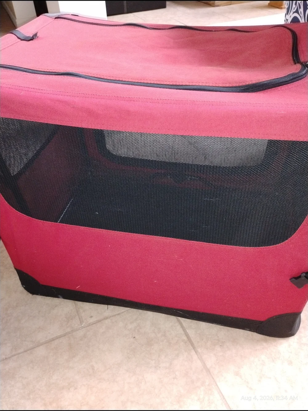 Red Soft-Sided Travel Dog Crate - Portable Carrier